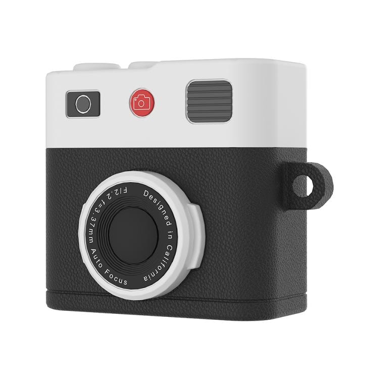 Etui for AirPods 4 i retro kameradesign – Svart silikon