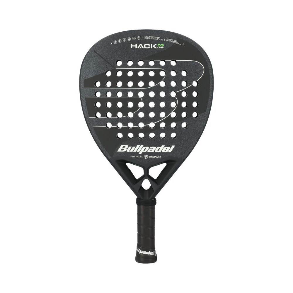 Bullpadel Hack 03 Comfort XSERIES - diamantformet padelracket med svart EVA og Fibrix