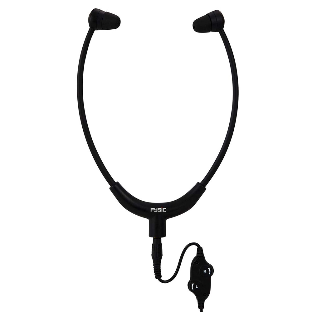 Fysic in-ear-hodetelefoner med individuell volumkontroll og 3,5 mm-tilkobling