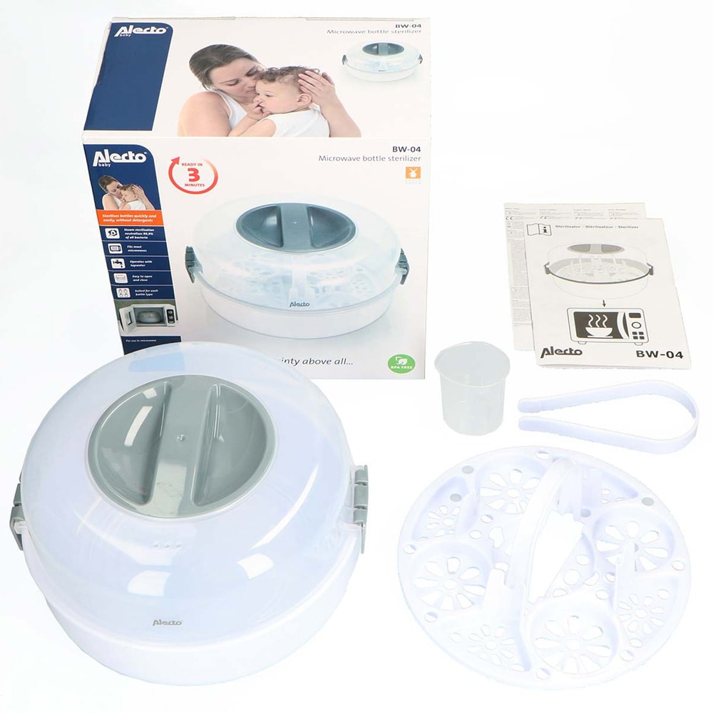 Mikrobølgeovnssterilisator for tåteflasker med dampfunksjon, rommer 4 x 150 ml