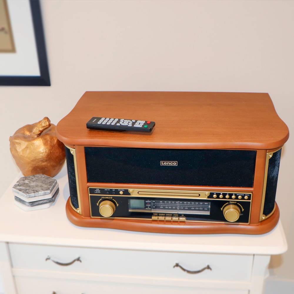 Lenco TCD-2551WD retro platespiller i tre med Bluetooth, CD og kassett