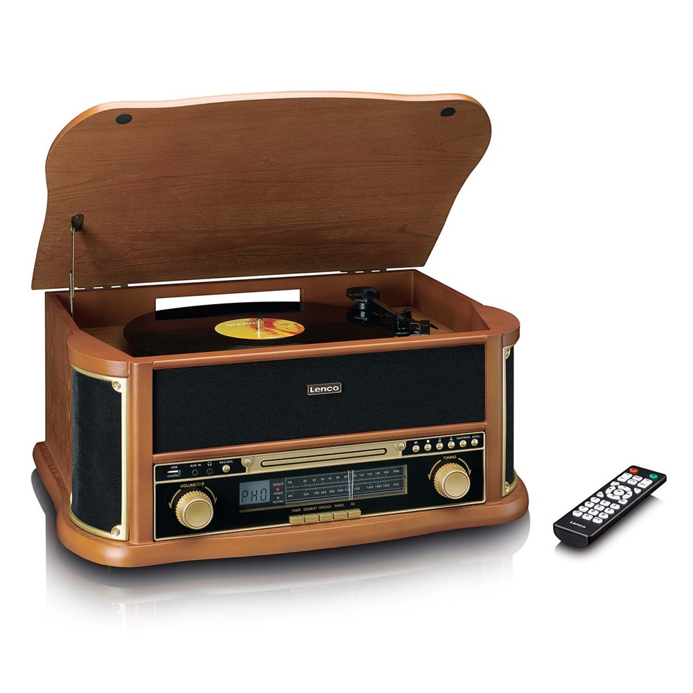 Lenco TCD-2551WD retro platespiller i tre med Bluetooth, CD og kassett