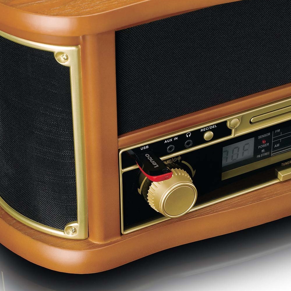 Lenco TCD-2551WD retro platespiller i tre med Bluetooth, CD og kassett