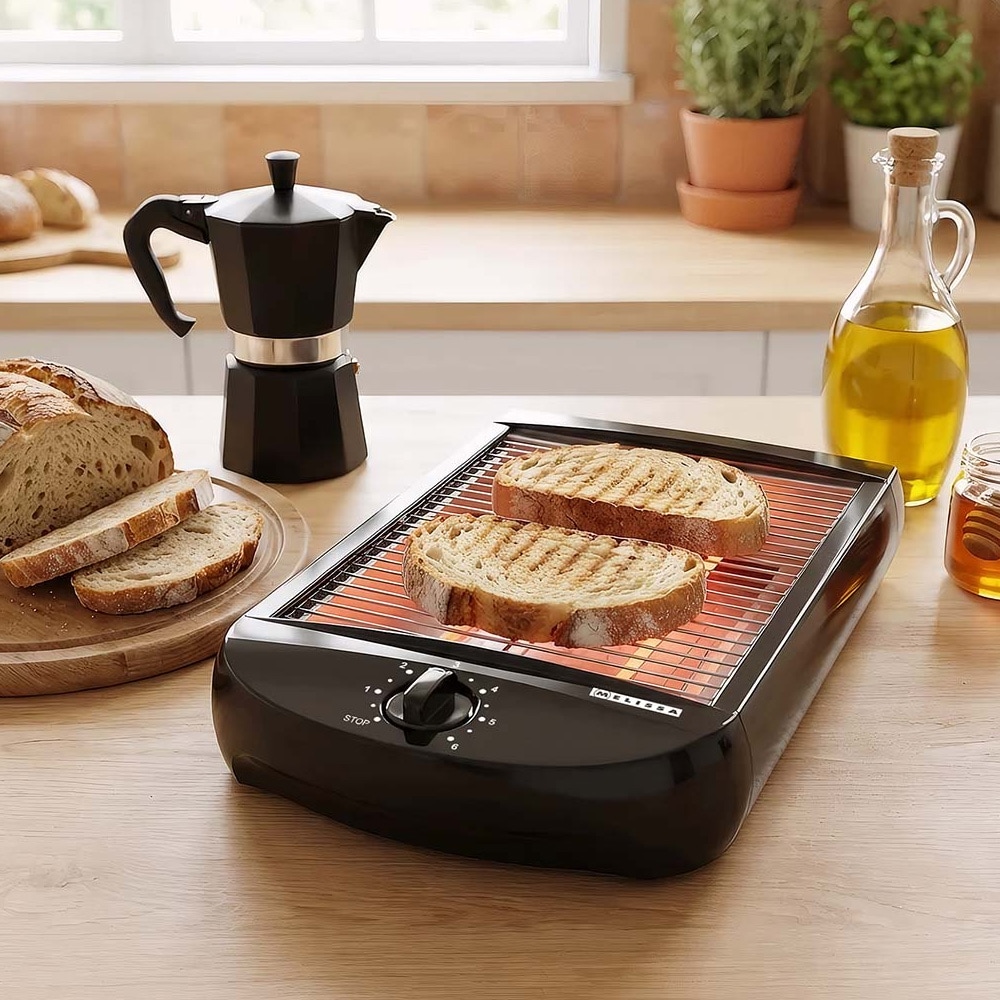 Melissa 600 W flat brødrister med kvartsoppvarming og timer