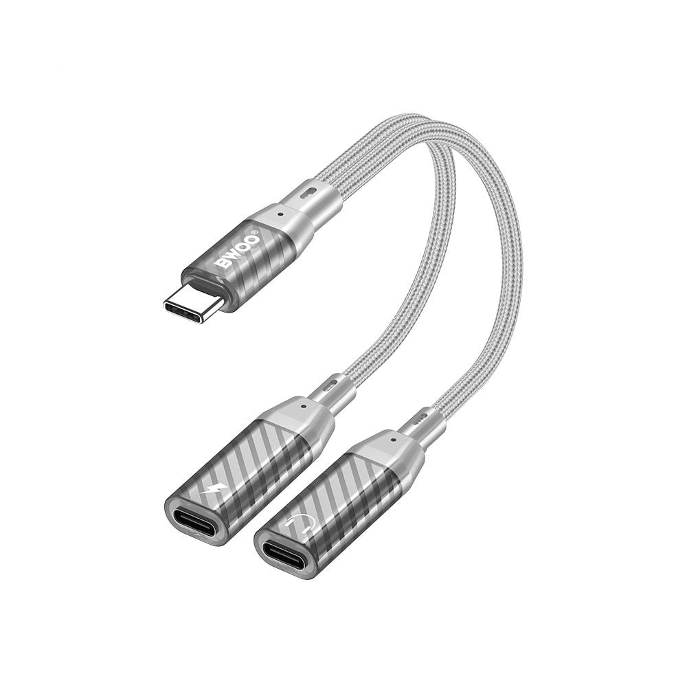 BWOO USB-adapter USB-C til 2xUSB-C for lading og lyd