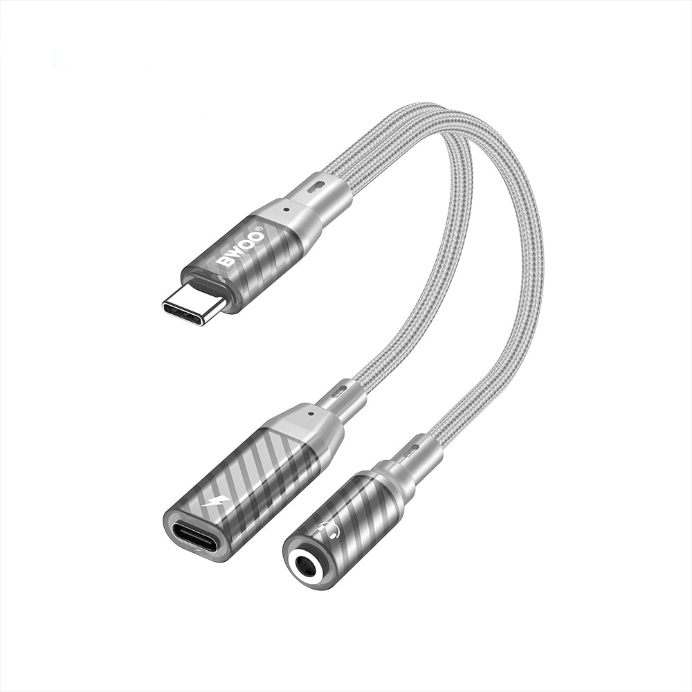 BWOO USB-adapter USB-C til USB-C og 3,5 mm for lading og lyd