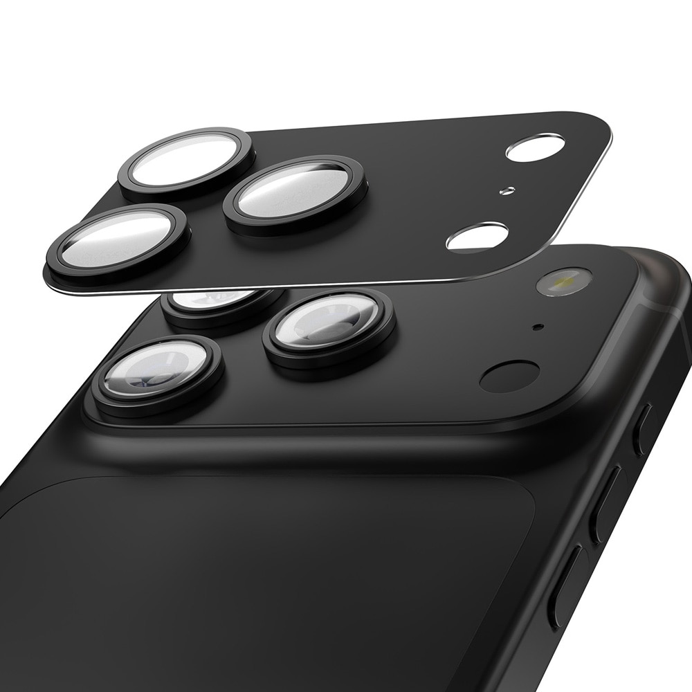 Etteri kamerabeskyttelse for iPhone 17 Pro Max – 9H linsebeskytter / kameradeksel – svart