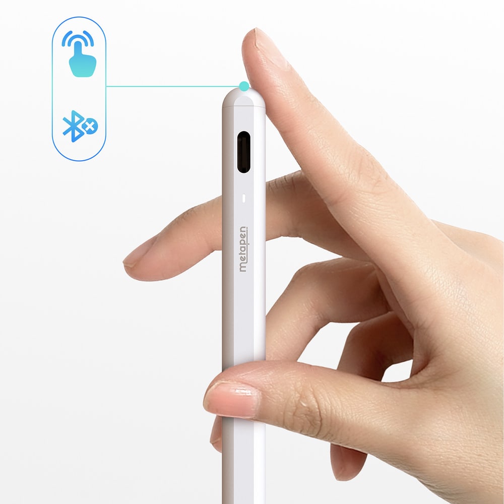 Metapen Pencil A8 iPad-penn / stylus – hurtiglading via USB-C og magnetisk feste – hvit