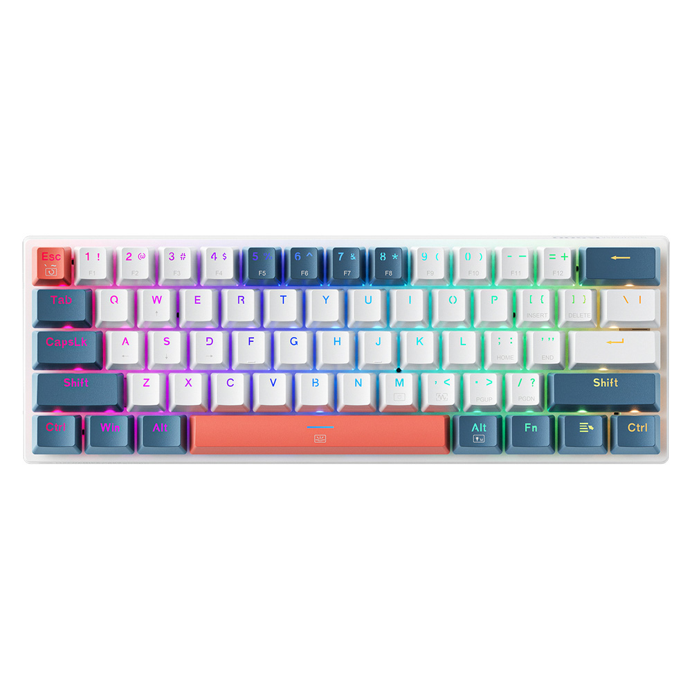 Machenike K500-B61 60 % mekanisk spilltastatur / Gaming Keyboard - hvit/blå
