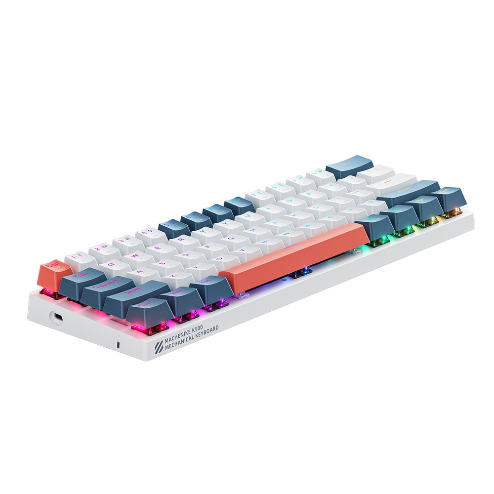 Machenike K500-B61 60 % mekanisk spilltastatur / Gaming Keyboard - hvit/blå