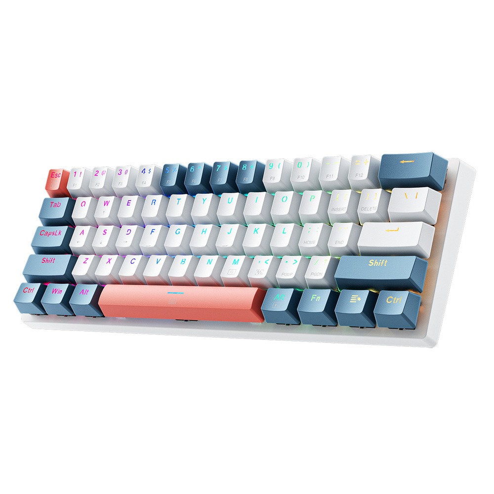 Machenike K500-B61 60 % mekanisk spilltastatur / Gaming Keyboard - hvit/blå