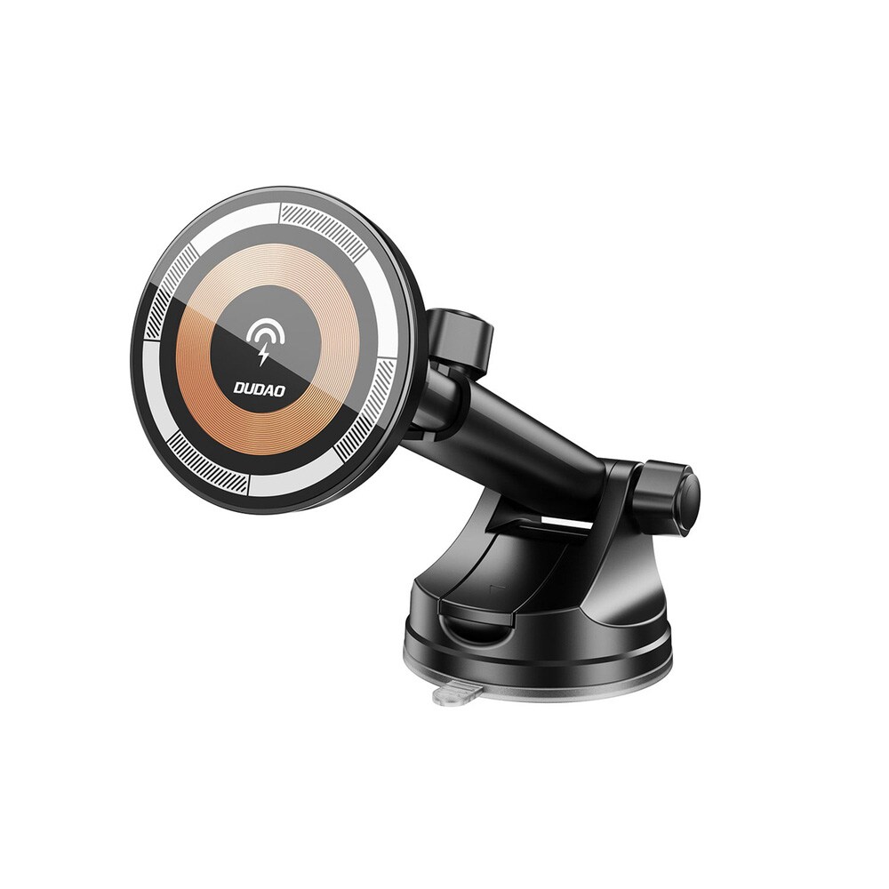Dudao Bilholder med 15W trådløs lading, Magnet og sugekopp - Svart