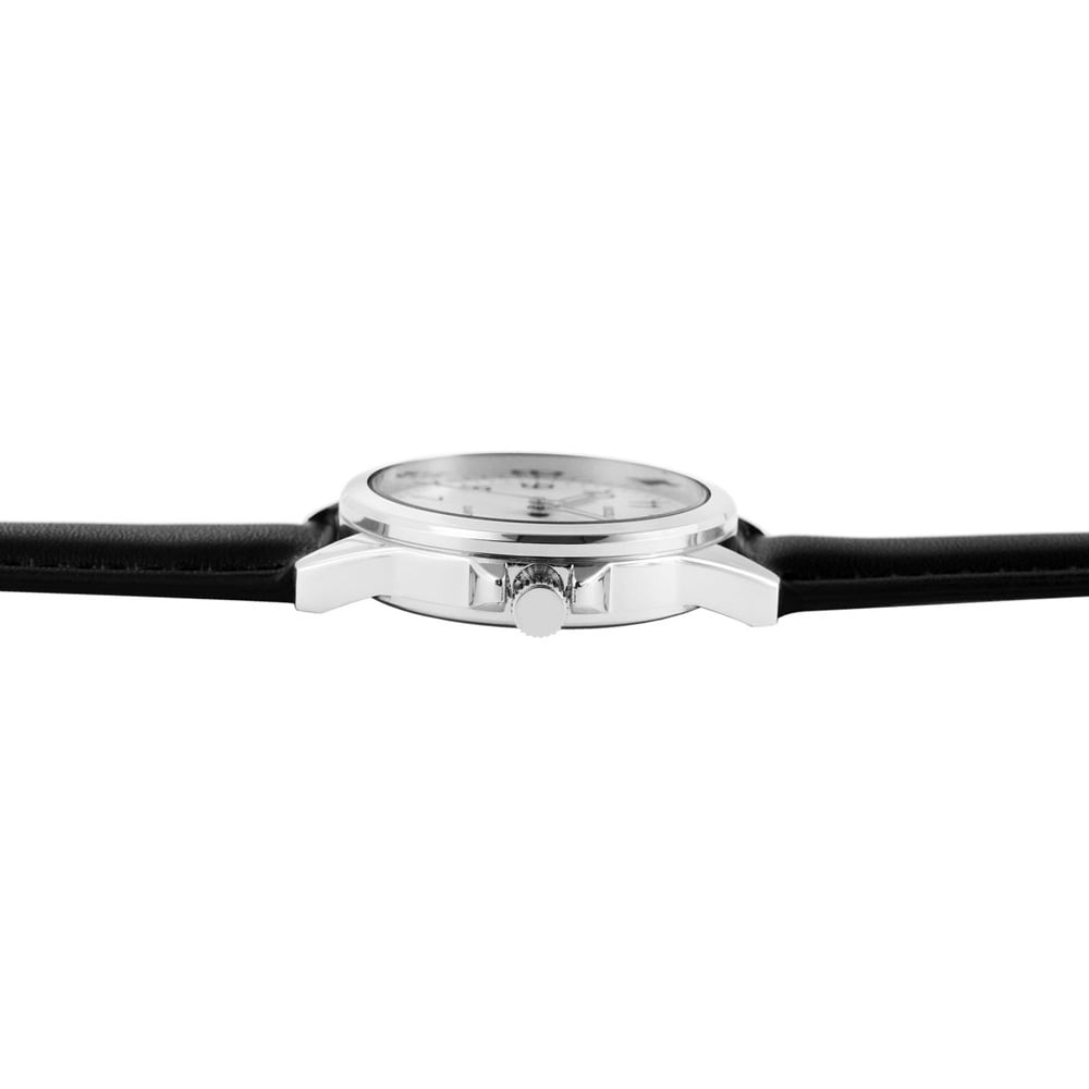 Excellanc herreklokke med reim i kunstskinn / armbåndsur – svart/sølv