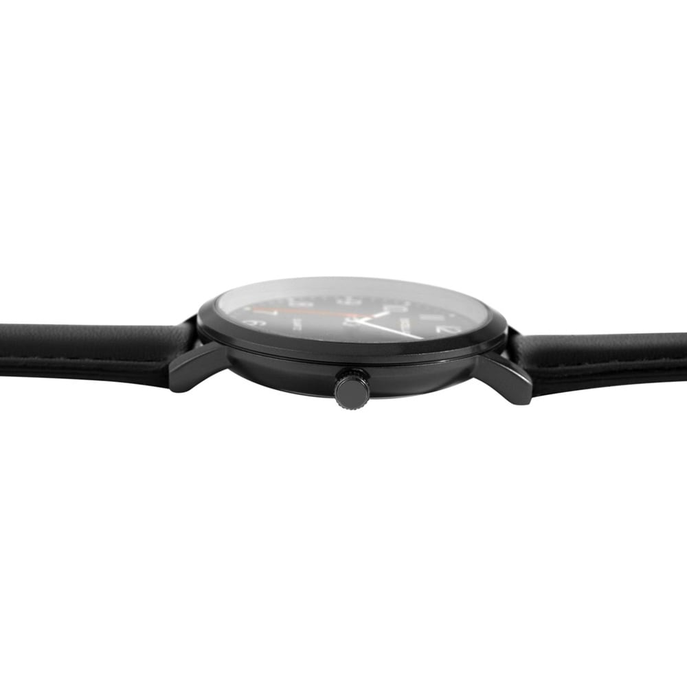 Excellanc herreklokke med reim i kunstskinn / armbåndsur – svart