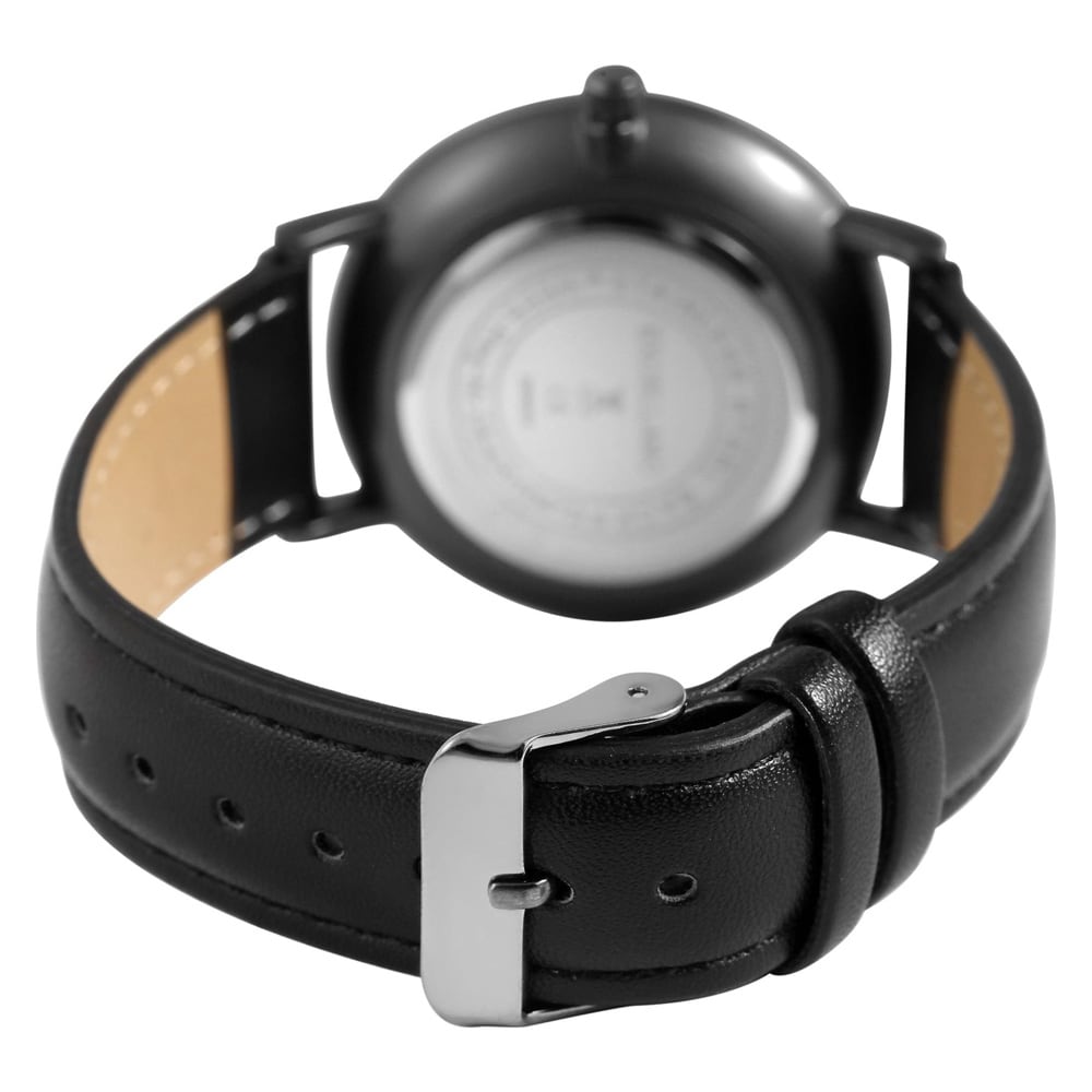 Excellanc herreklokke med reim i kunstskinn / armbåndsur – svart