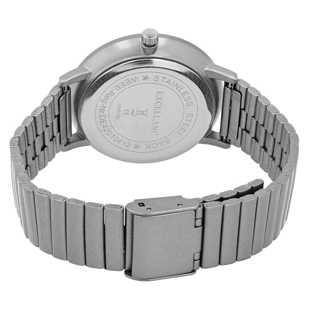 Excellanc dameklokke med stållenke / Armbåndsur – sølv/hvit