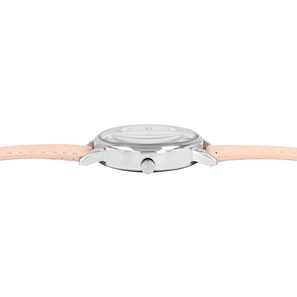 Adrina Dameklokke med reim i kunstskinn / armbåndsur / klokke – rosa/hvit
