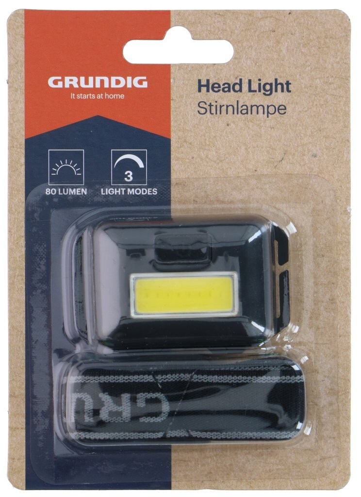 Grundig hodelykt 80 lumen COB LED / LED-hodelykt 2 W / justerbar hodelykt for håndfri belysning