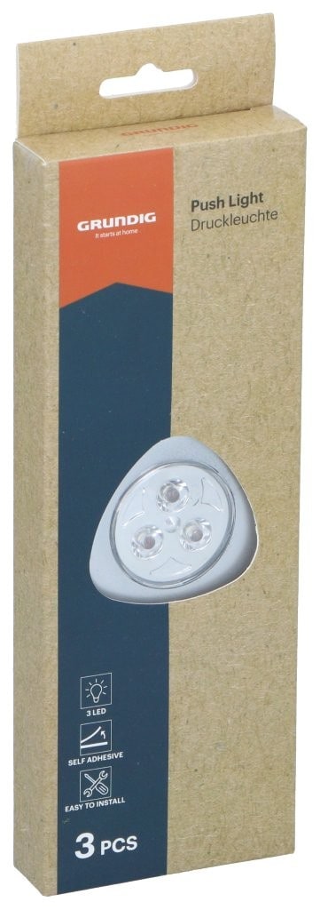 Grundig LED-spotlight 3-pakning / batteridrevet LED-spotlight / push light LED