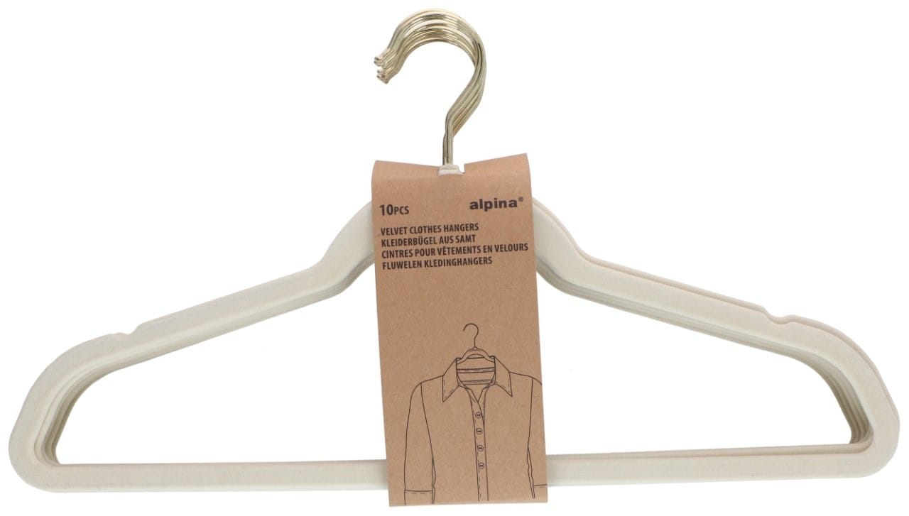 Alpina kleshengere fløyel 10-pk / fløyel kleshengere kleshengere / sklisikre kleshengere