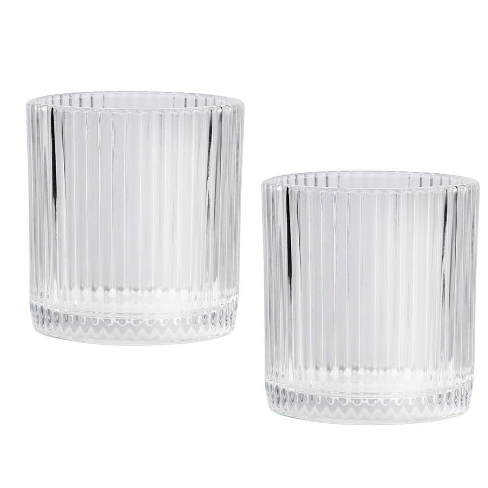 Ribbet drikkeglass 320 ml 2-pk / ribbet glass til vann og drikke / drikkeglass til hverdag og fest