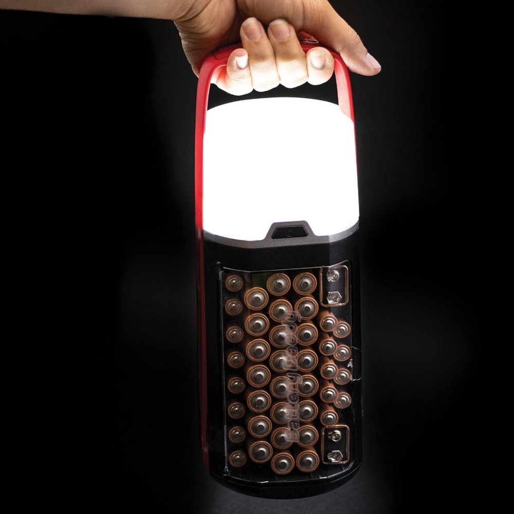 Battery Daddy Lantern batterilager med LED-lykt / batteriorganisator med batteritester / batteriboks for AA AAA og 9V