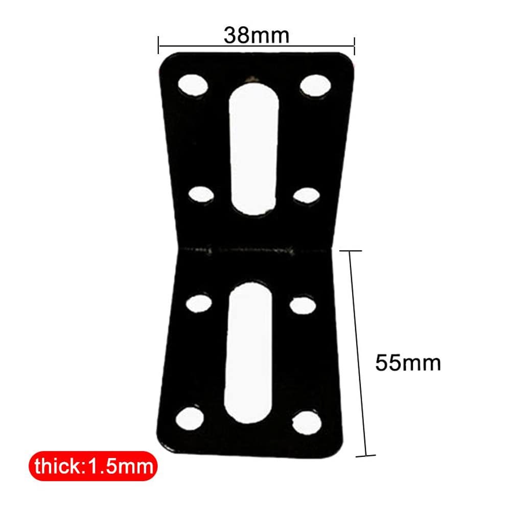 Vinkeljern 38x55mm for møbler 10-pk - Svart / hjørnebeslag metall / L-beslag for møbler