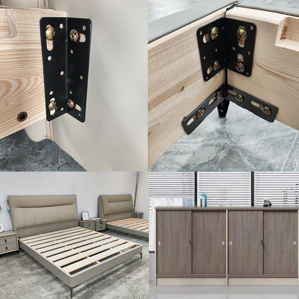 Vinkeljern 145x40mm for møbler 10-pk - Svart / hjørnebeslag metall / L-beslag for møbler