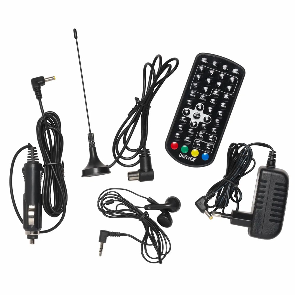 Denver 10,1" LED-TV med DVB-T2 og 12 V-adapter / batteridrevet TV til bil, bobil og campingvogn