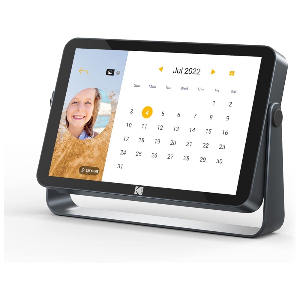 Kodak WiFi fotoramme 10" FHD / grå digital bilderamme med appdeling / 32 GB multimedieskjerm med oppladbart batteri
