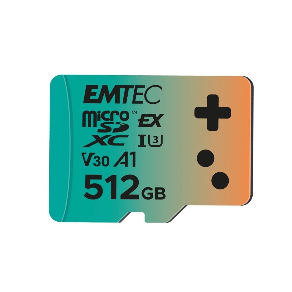 Emtec Express Gaming microSDXC 512 GB UHS-I U3 V30 A1 / minnekort 512 GB / gaming microSD-kort