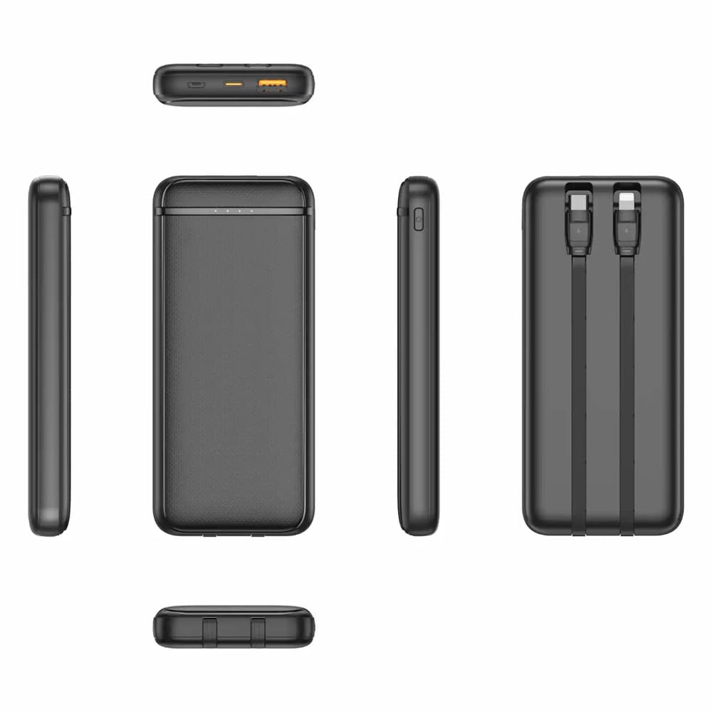 Denver Powerbank 10000mAh med innebygd USB-C og belysningskabel