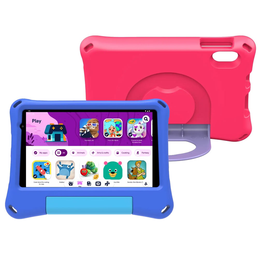 Denver 8" nettbrett med Android 16 4 GB Ram / nettbrett for barn med støtfanger blå / rosa