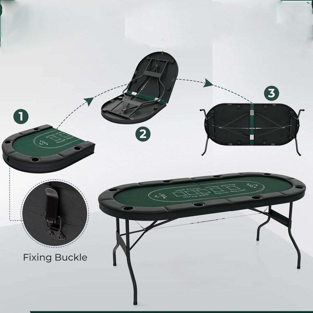 Pokerbord / kasinobord for Texas Hold’em og blackjack – 6–8 spillere