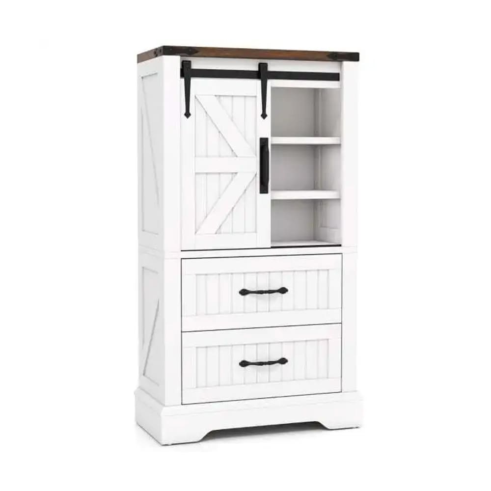 Baderomsskap / gulvskap til bad / oppbevaringsskap med skuffer og dør – hvit/valnøtt