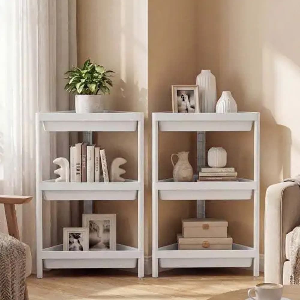 Hjørnehylle 2 stk – dusjhylle / baderomshylle / hjørneoppbevaring – hvit