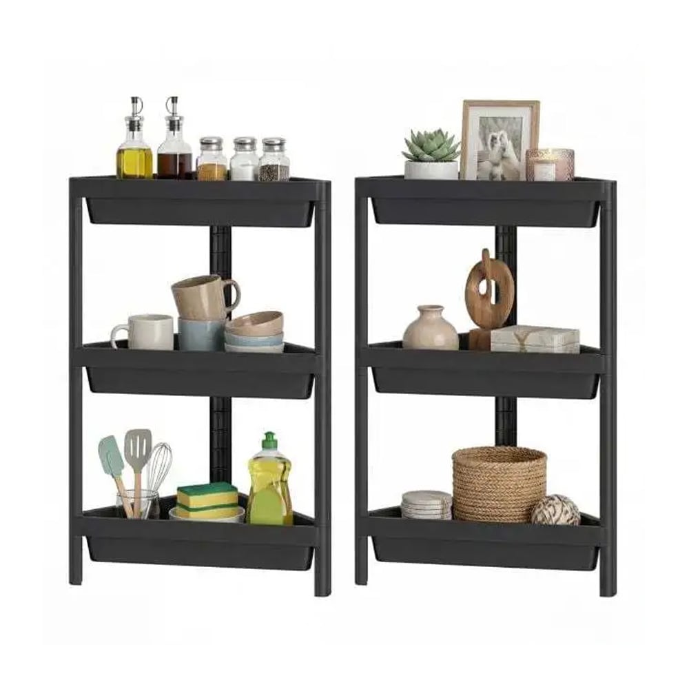 Hjørnehylle 2-pk – dusjhylle / baderomshylle / hjørneoppbevaring – svart