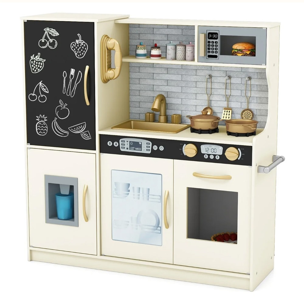 Lekekjøkken med tilbehør – barnekjøkken - kjøkkenleke beige 82 × 24 × 80 cm