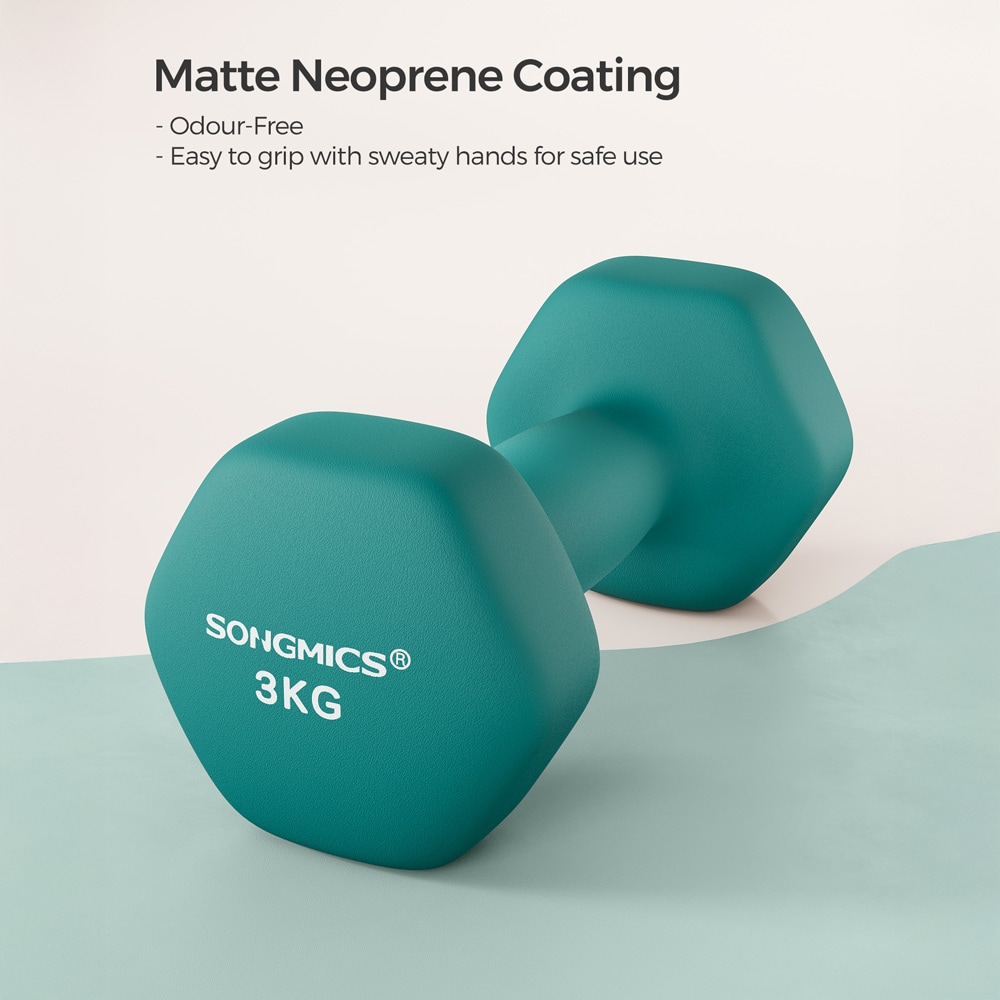 2 x 3 kg neoprenmanualer / sekskantede manualer / manualsett til styrke- og hjemmetrening