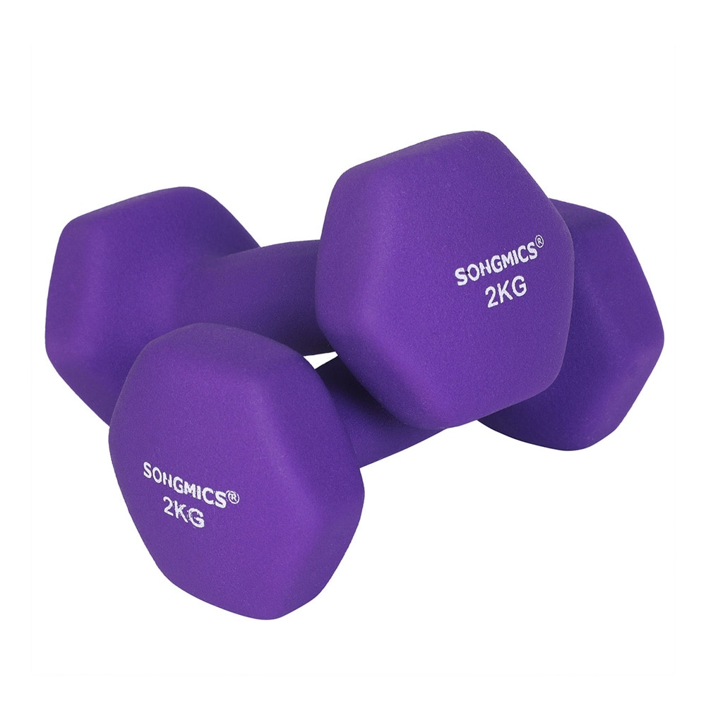 2 stk Neoprenmanualer à 2 kg / sekskantede manualer til styrketrening / manualsett til hjemmetrening