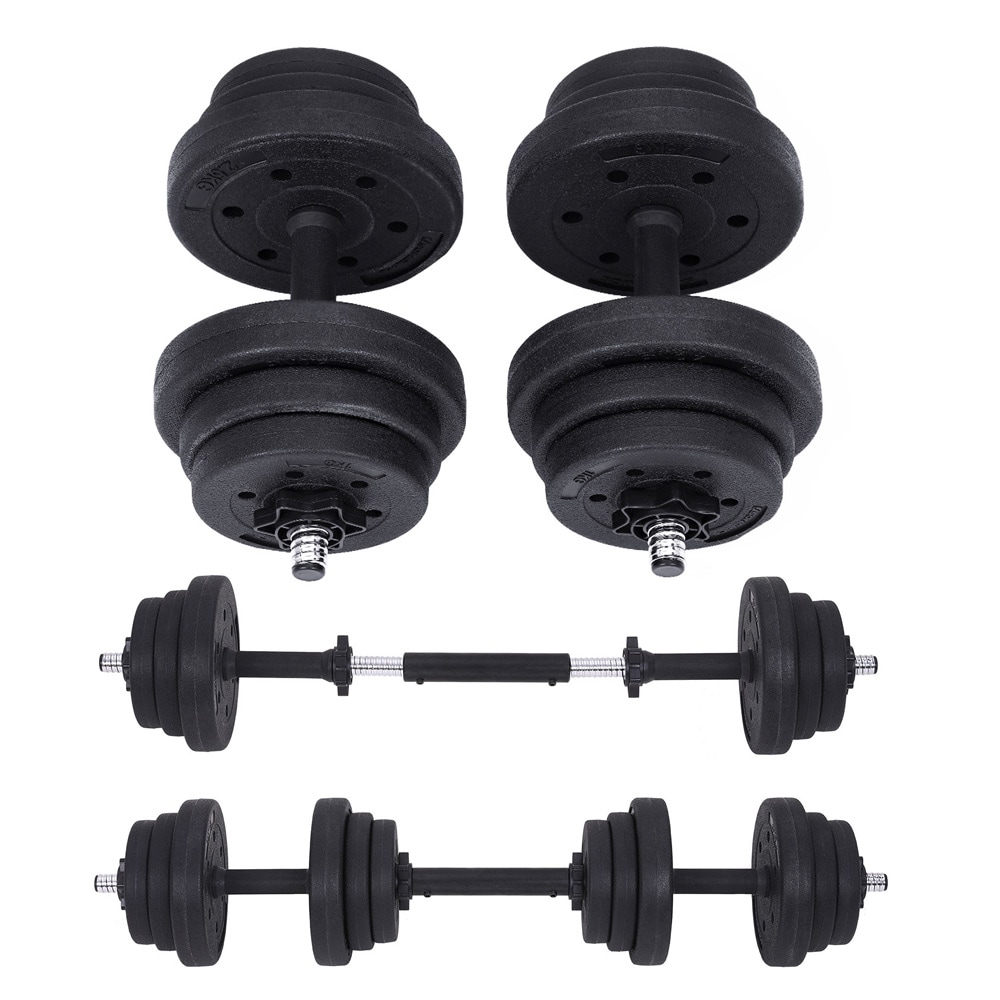 Justerbart manual- og vektstangsett 20 kg / 2-i-1 manualsett med vektskiver / treningssett til styrketrening hjemme