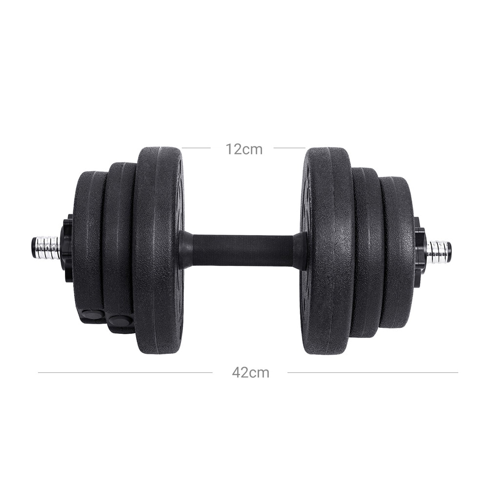 Justerbart manual- og vektstangsett 20 kg / 2-i-1 manualsett med vektskiver / treningssett til styrketrening hjemme