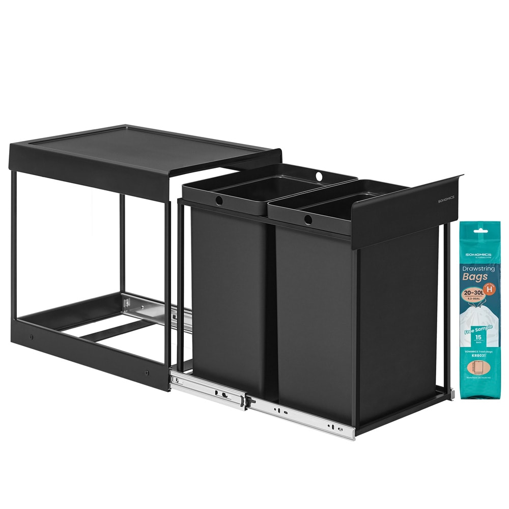 Uttrekkbar avfallssortering 2x20 L kjøkkenskap / innebygd avfallssortering dobbelt / uttrekkbar søppelbøtte med lokk