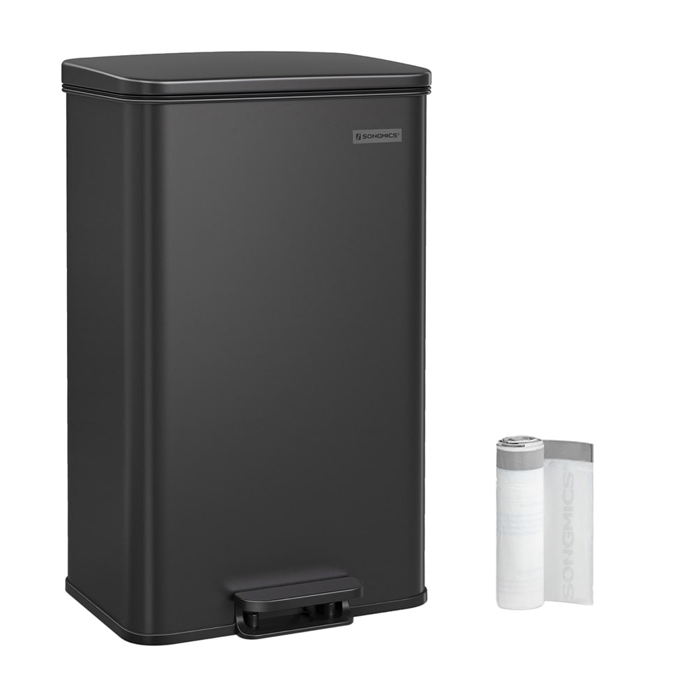 Pedalbøtte 40 L svart / kjøkkenbøtte stor / søppelbøtte med myk lukking og lokk