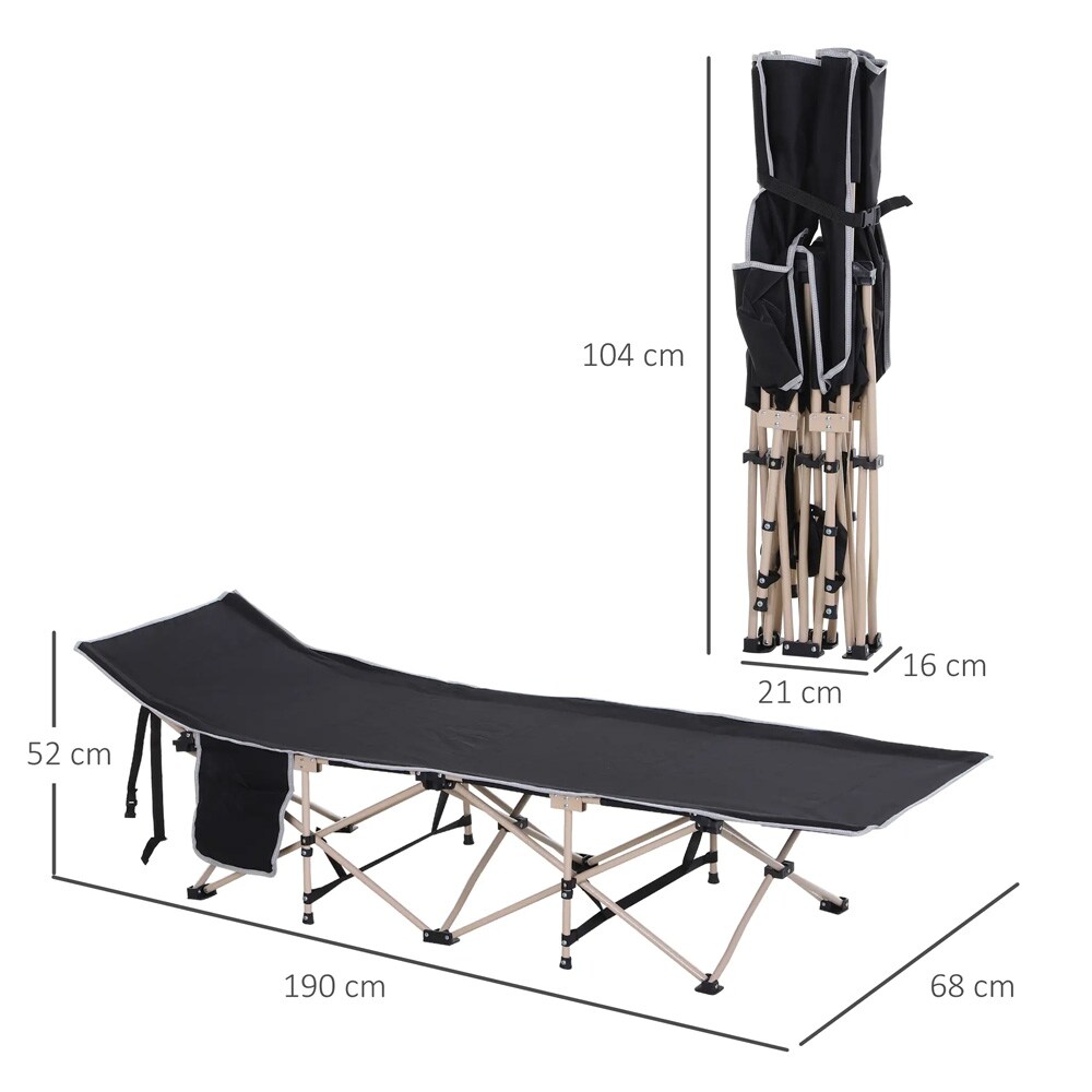 Sammenleggbar campingseng 190 cm / feltseng med bæreveske / bærbar turseng