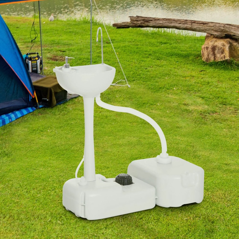 Campingvask 17L / håndvask / bærbar vaskestasjon med vanntank og fotpumpe