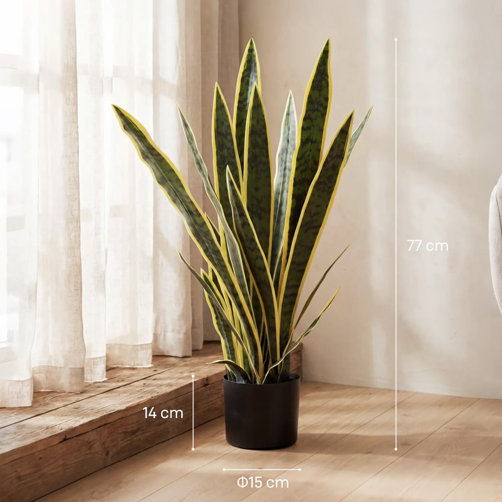 Kunstig svigermorstunge i potte 77 cm / kunstig grønnplante / vedlikeholdsfri interiørplante