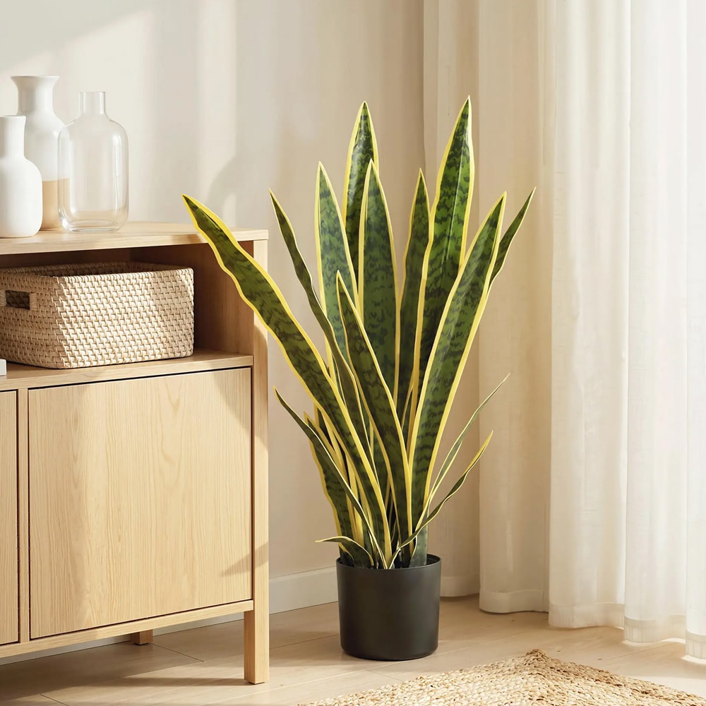 Kunstig slangeplante 77 cm / kunstig plante i potte / sansevieria kunstig plante / dekorativ innendørs plante