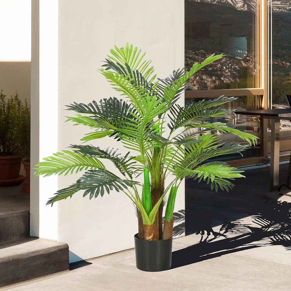 Kunstig palme i potte 100 cm / dekorativ kunstplante for innendørs og utendørs bruk / naturtro palmetre