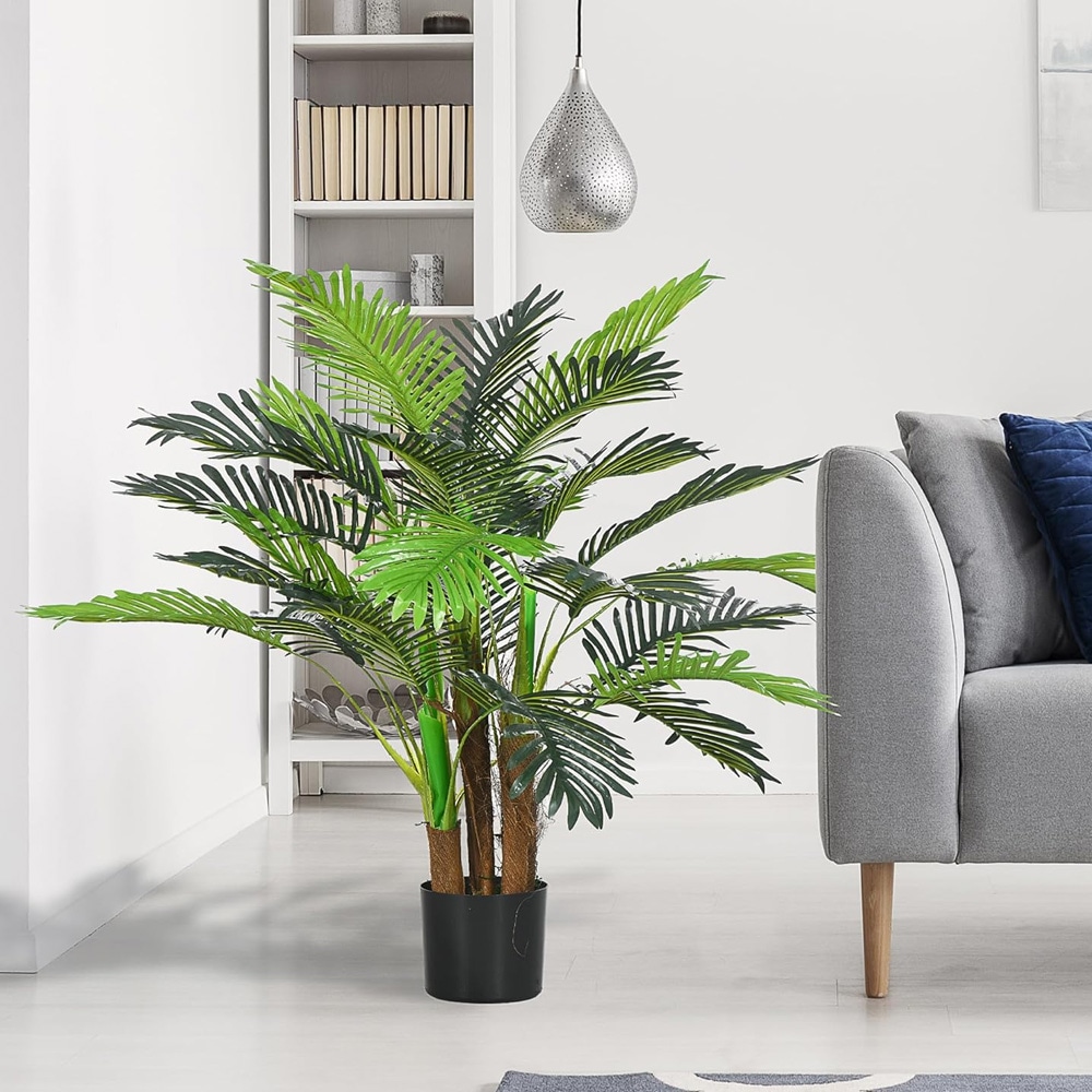 Kunstig palme 100 cm / palmeplante i potte / dekorativ kunstig plante for innendørs og utendørs / naturtro palme